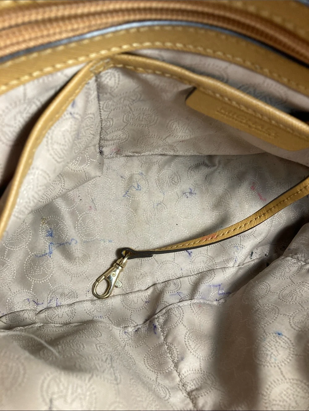 Michael Kors Saffiano Cindy Leather Dome Satchel in Mustard